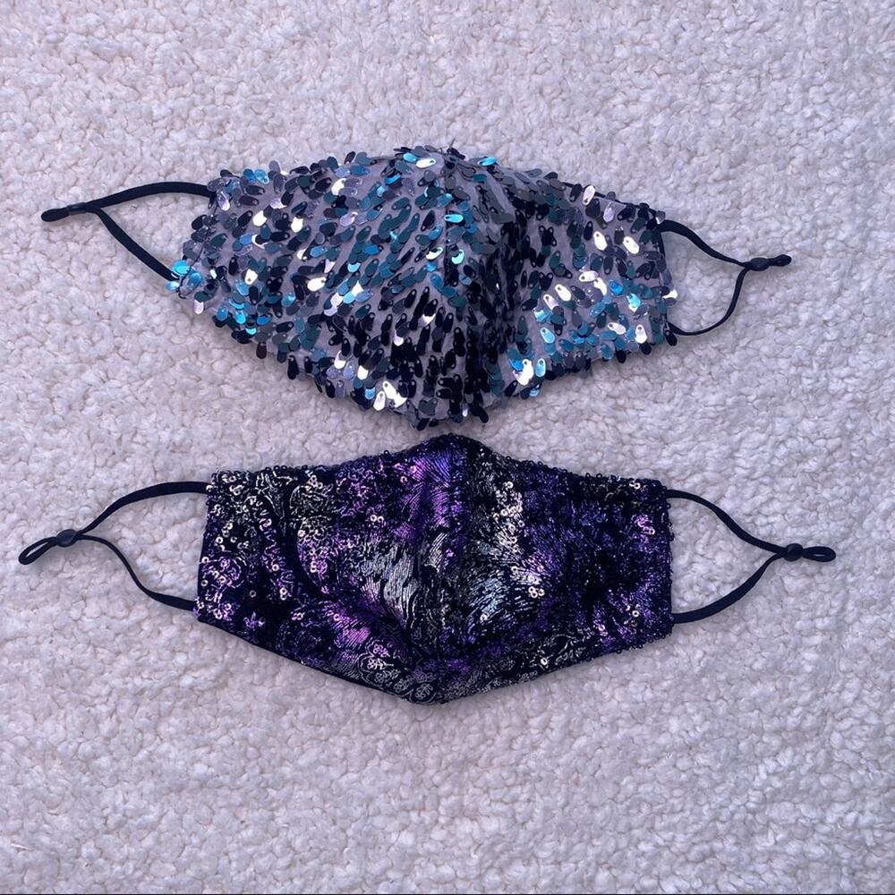 Purple and Silver Sequin Masks Lot of 2.